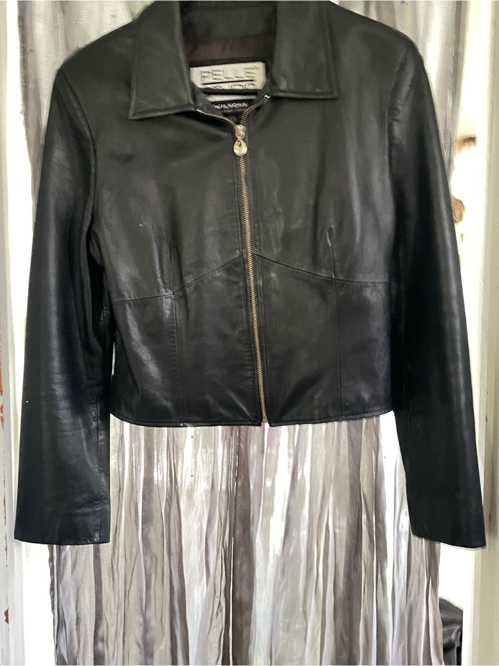 Wilsons Leather Black Cropped Collar Zip Leather Jacket